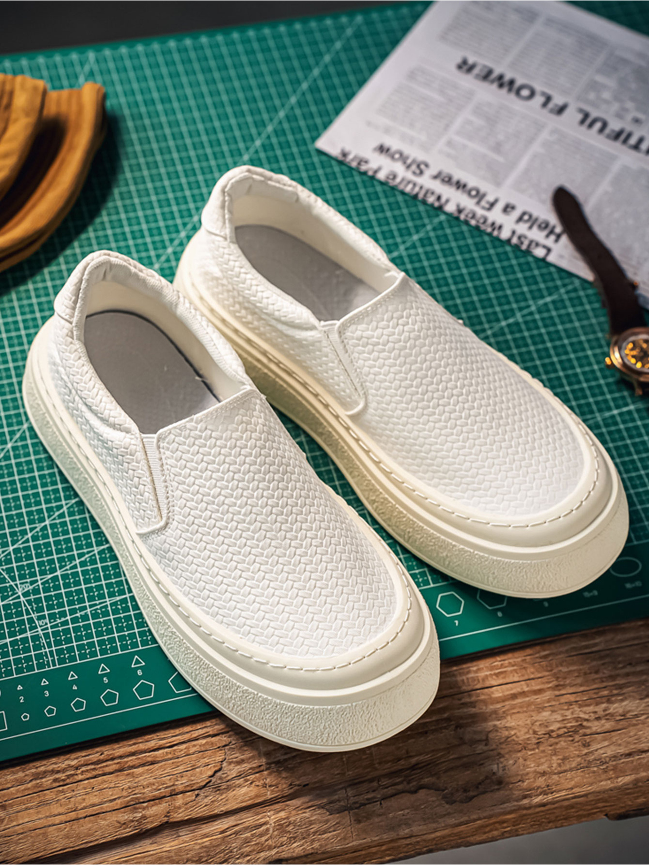 Beige Slip-On Casual Loafers