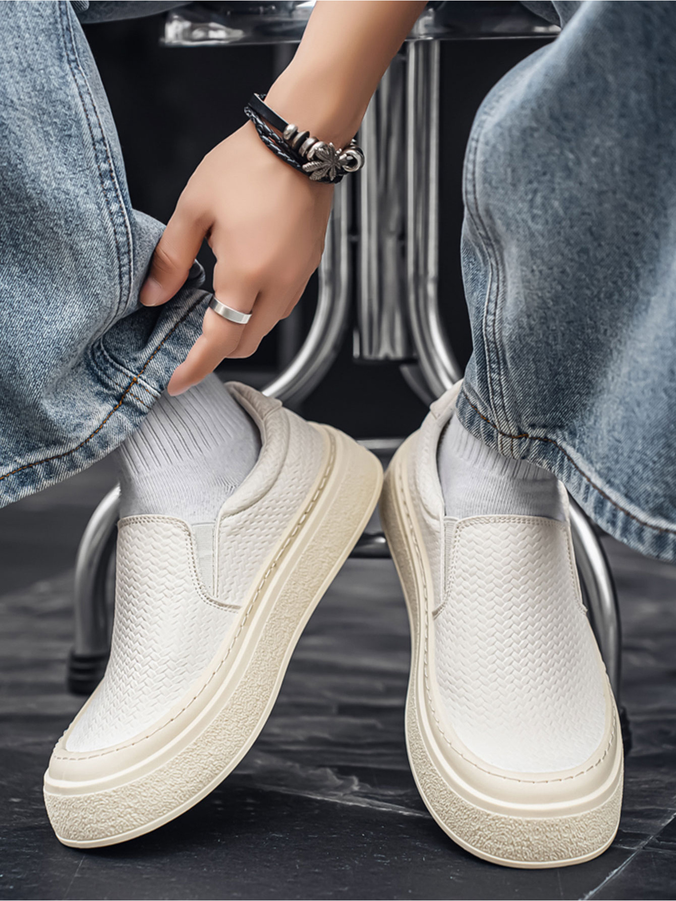Beige Slip-On Casual Loafers