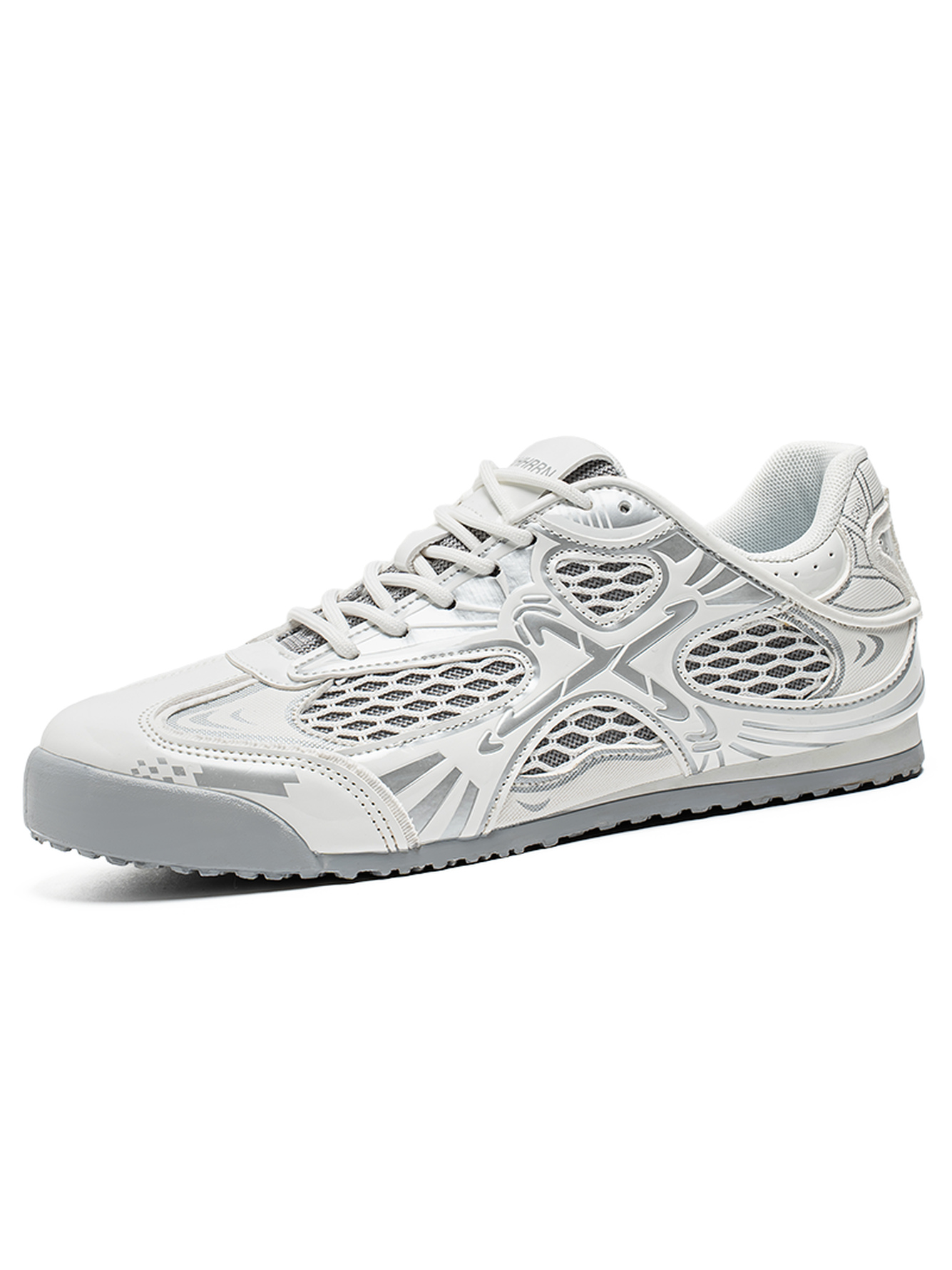 White Mesh Lace-Up Sneakers