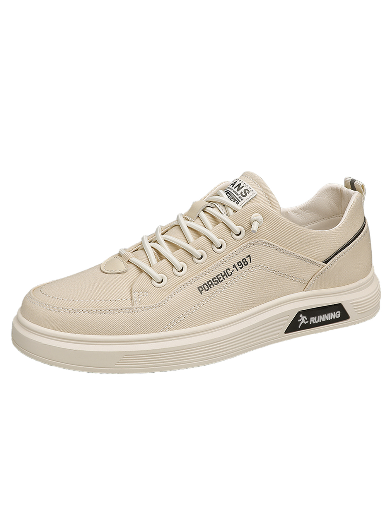 Khaki Lace-Up Lightweight Casual Sneakers