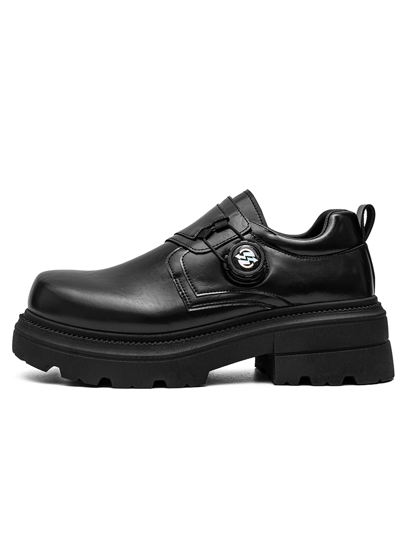 Black Chunky Sole Loafers - Slip-On Casual Shoes