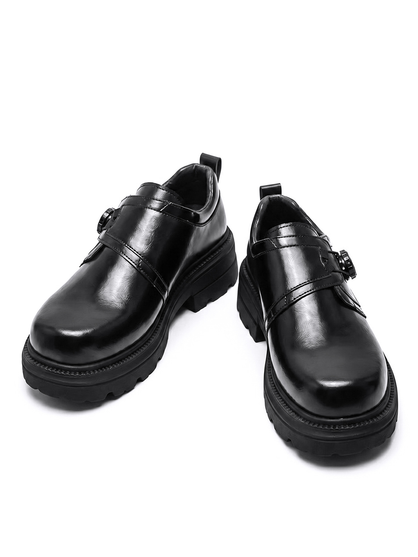 Black Chunky Sole Loafers - Slip-On Casual Shoes
