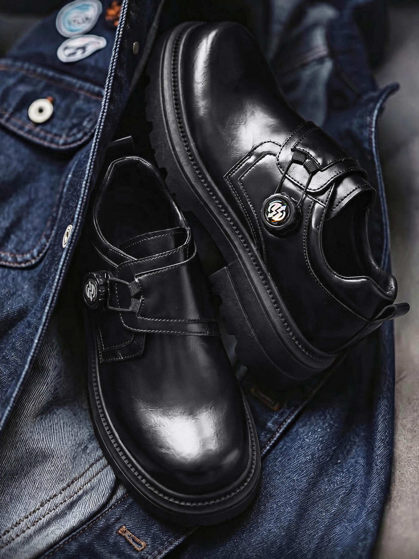Black Chunky Sole Loafers - Slip-On Casual Shoes