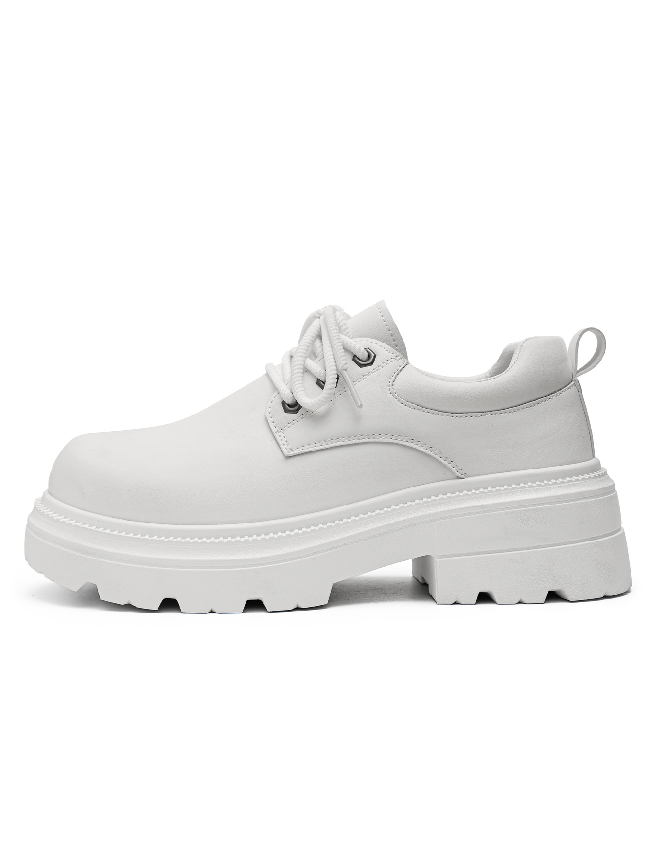 White Chunky Sole Casual Derby Shoes