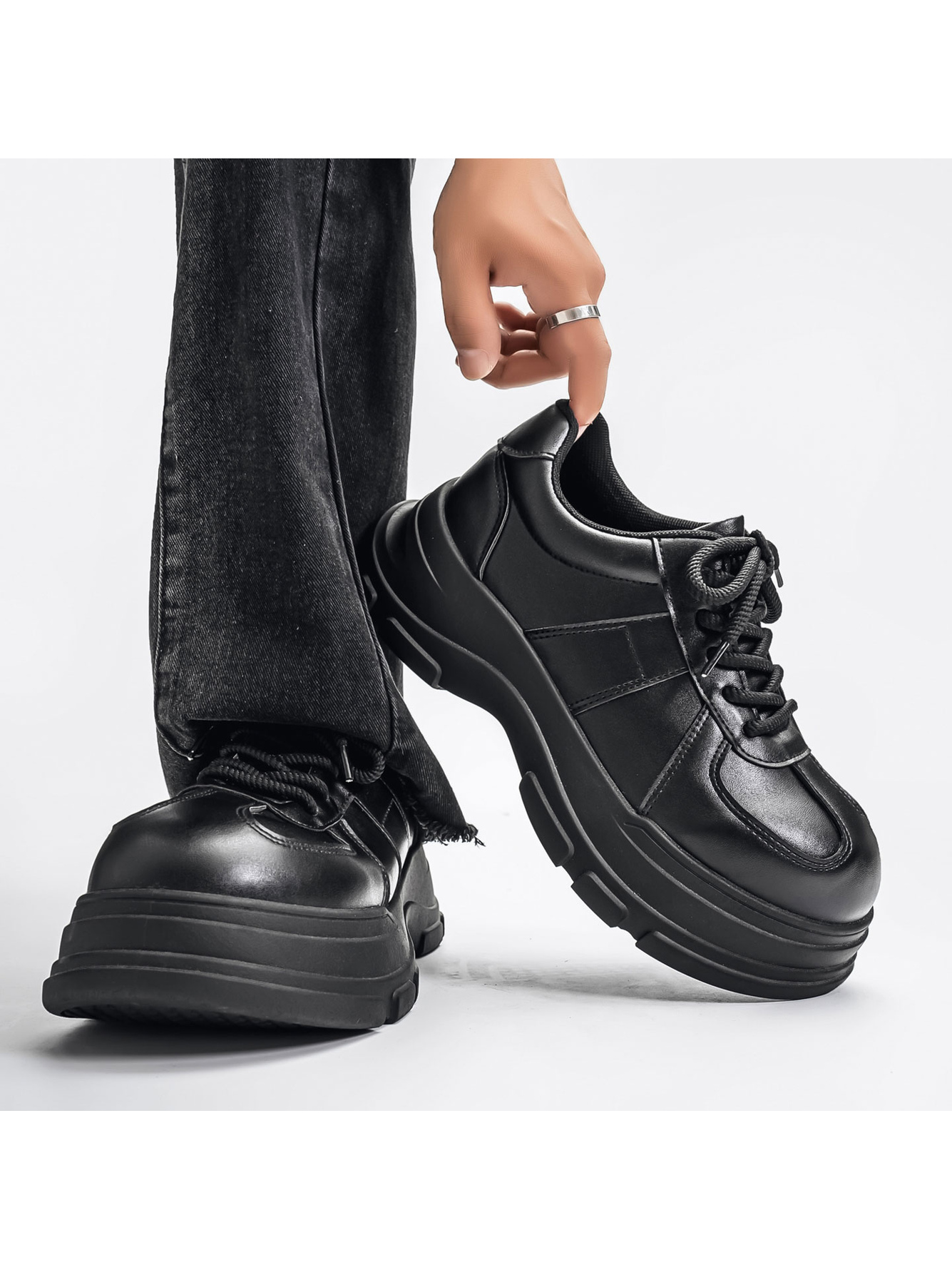 Black Chunky Sole Casual Shoes