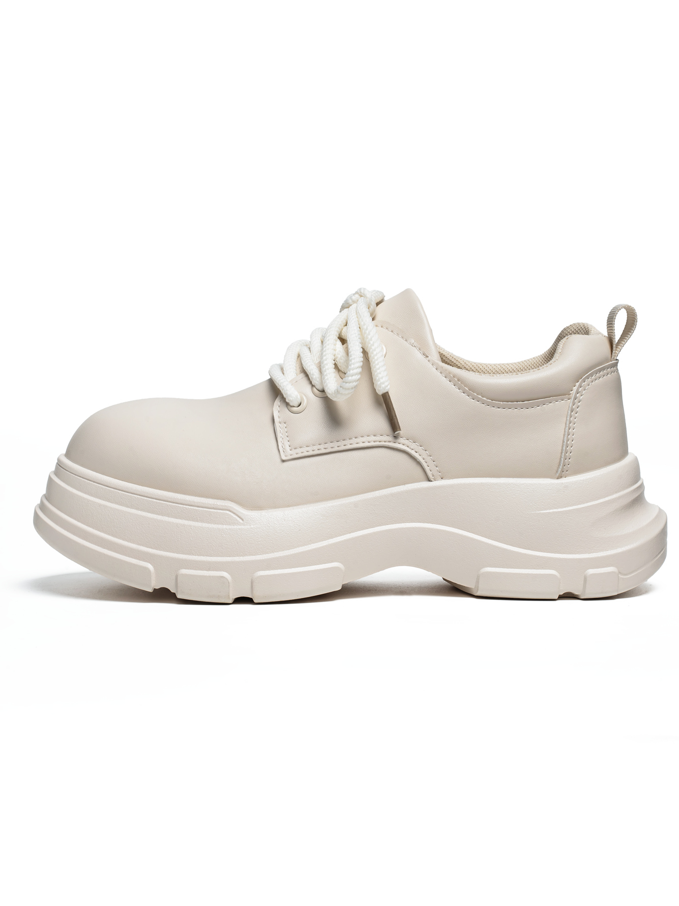Beige Chunky Sole Lace-Up Casual Shoes