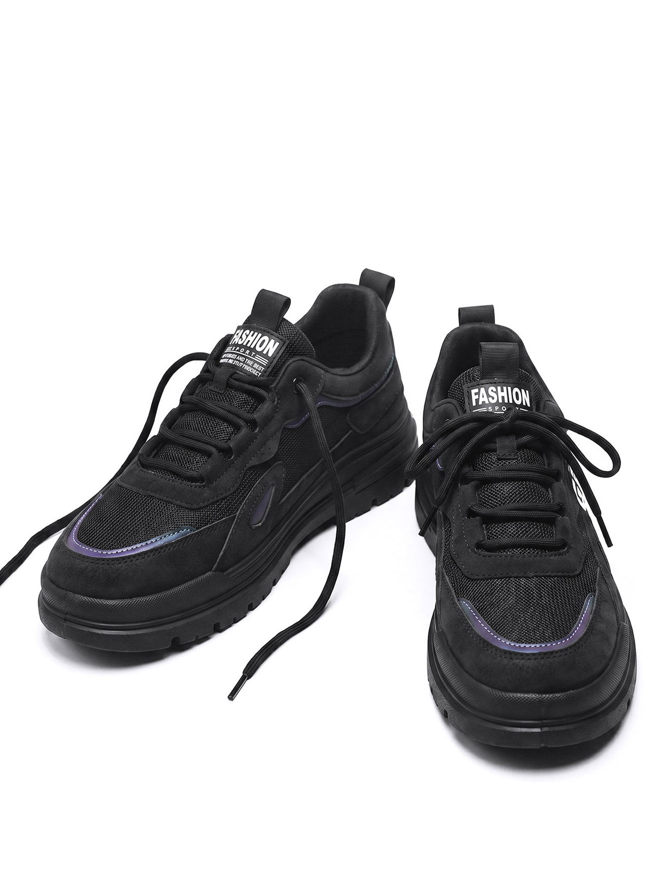 Black Lace-Up Casual Sneakers