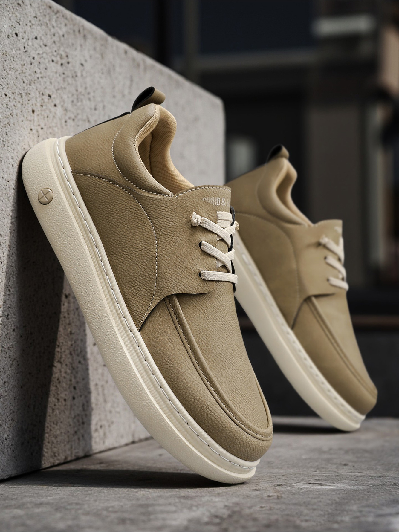 Khaki Casual Slip-On Loafers