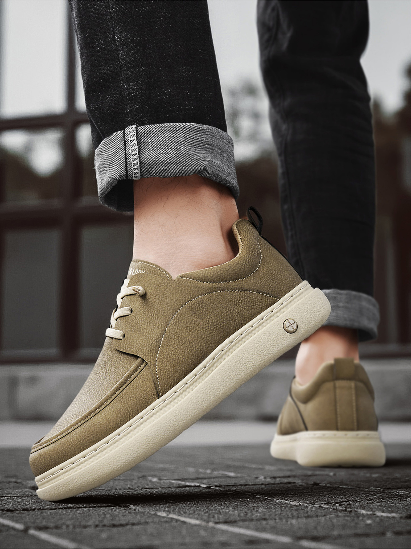 Khaki Casual Slip-On Loafers