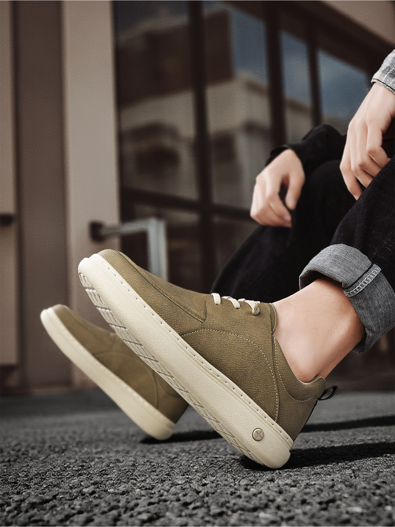 Khaki Casual Slip-On Loafers