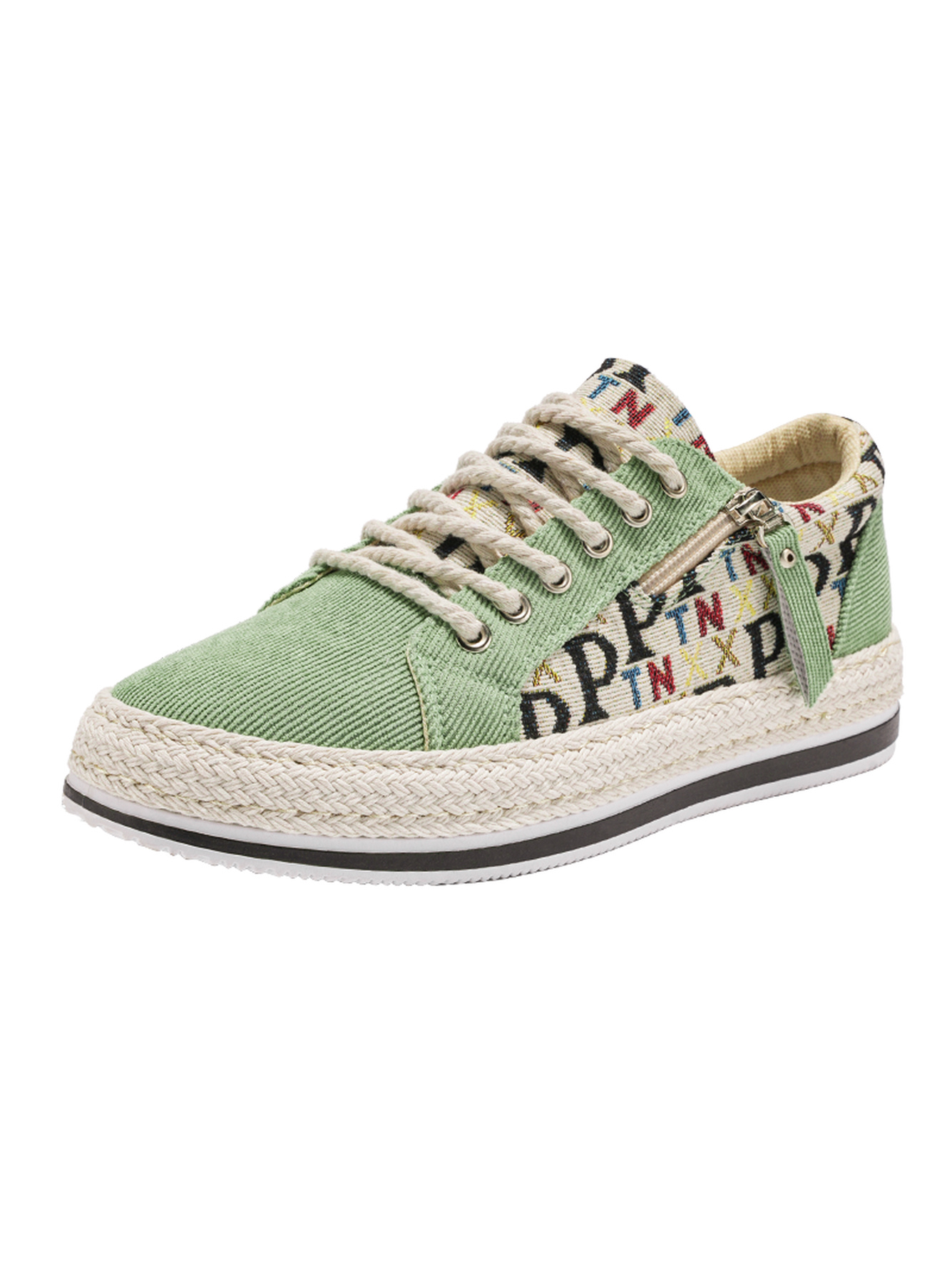 Multi-Color Espadrille Casual Sneakers with Zipper
