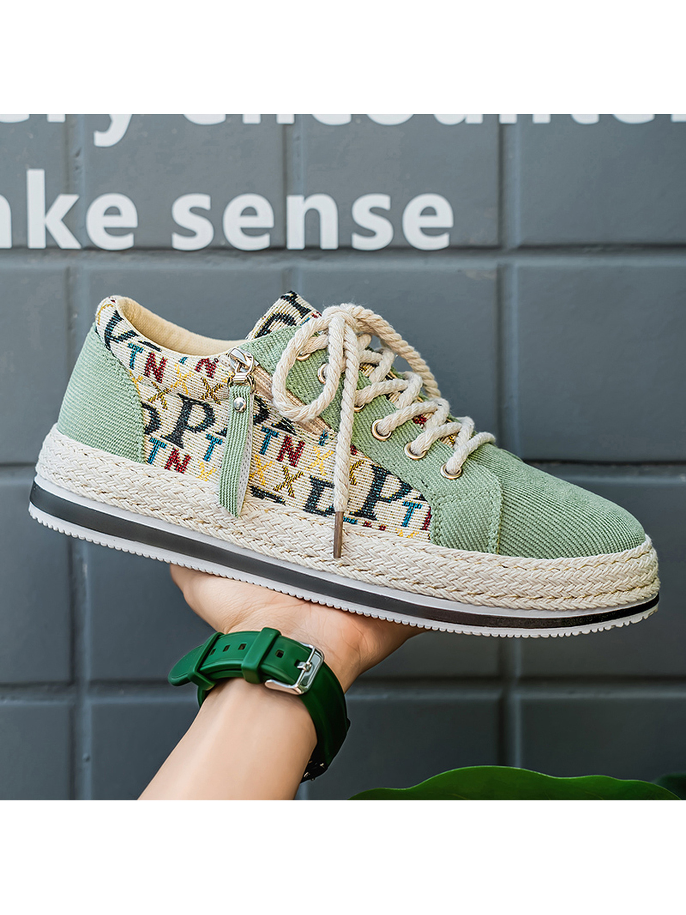 Multi-Color Espadrille Casual Sneakers with Zipper
