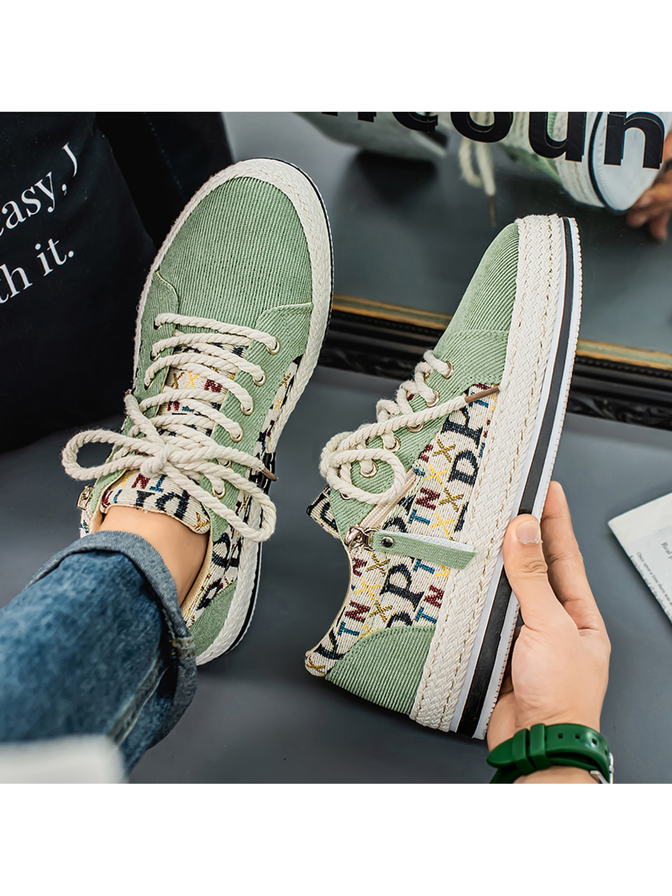 Multi-Color Espadrille Casual Sneakers with Zipper