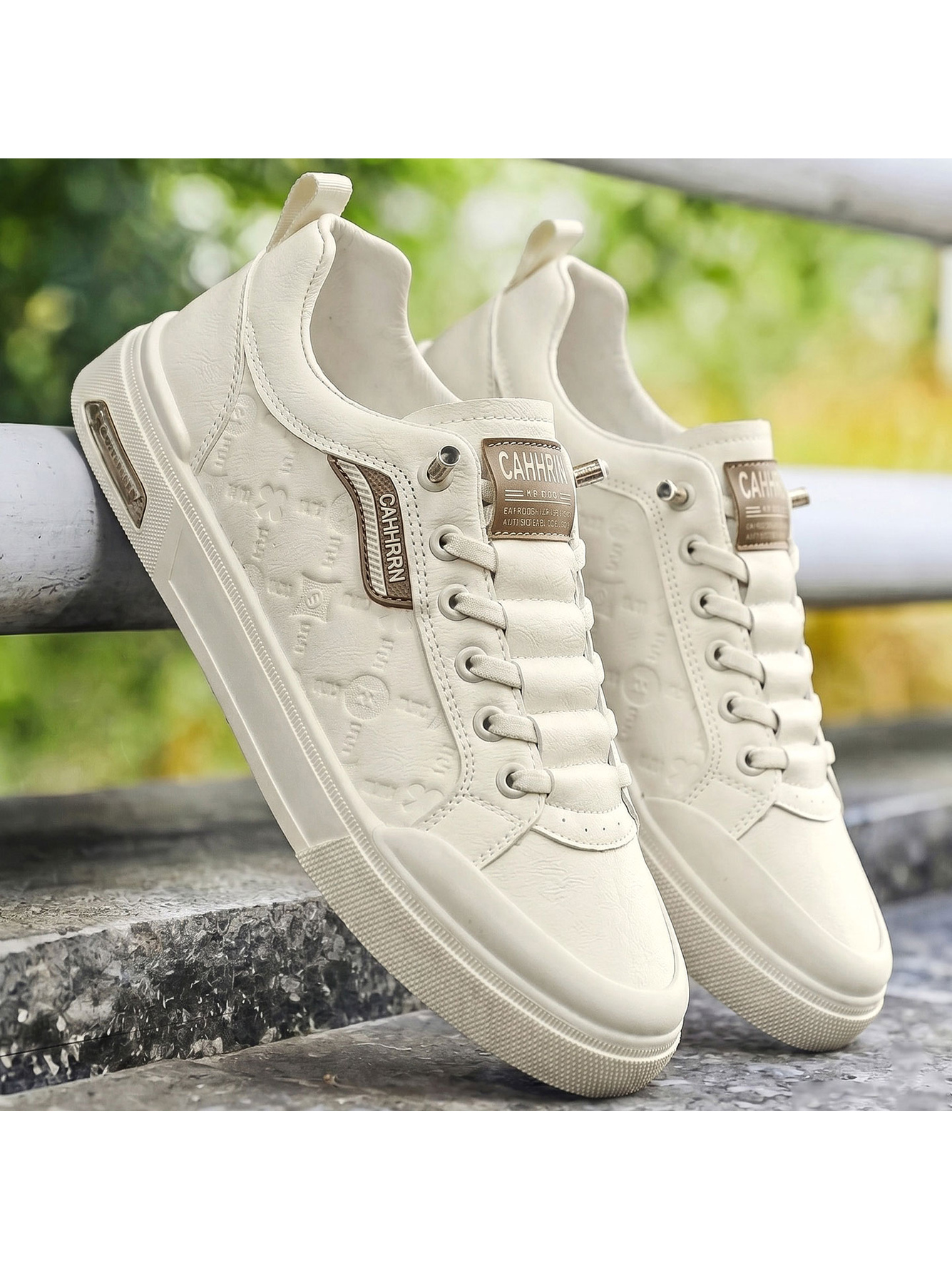 Beige Lace-Up Casual Sneakers