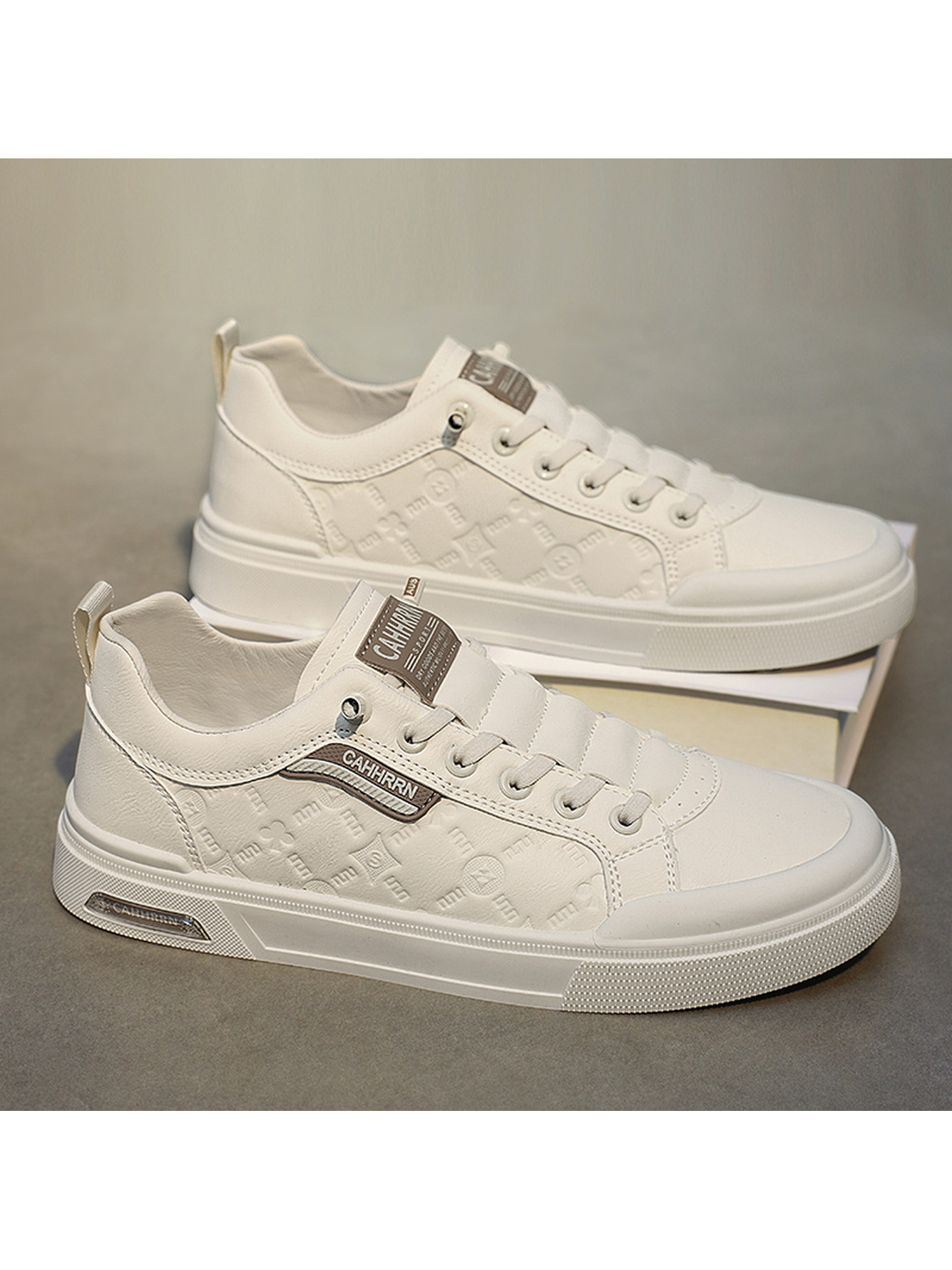 Beige Lace-Up Casual Sneakers