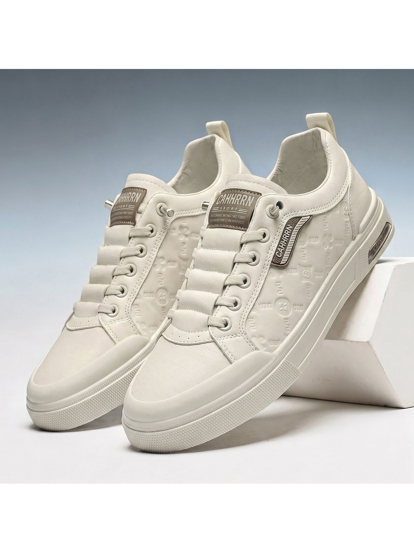 Beige Lace-Up Casual Sneakers