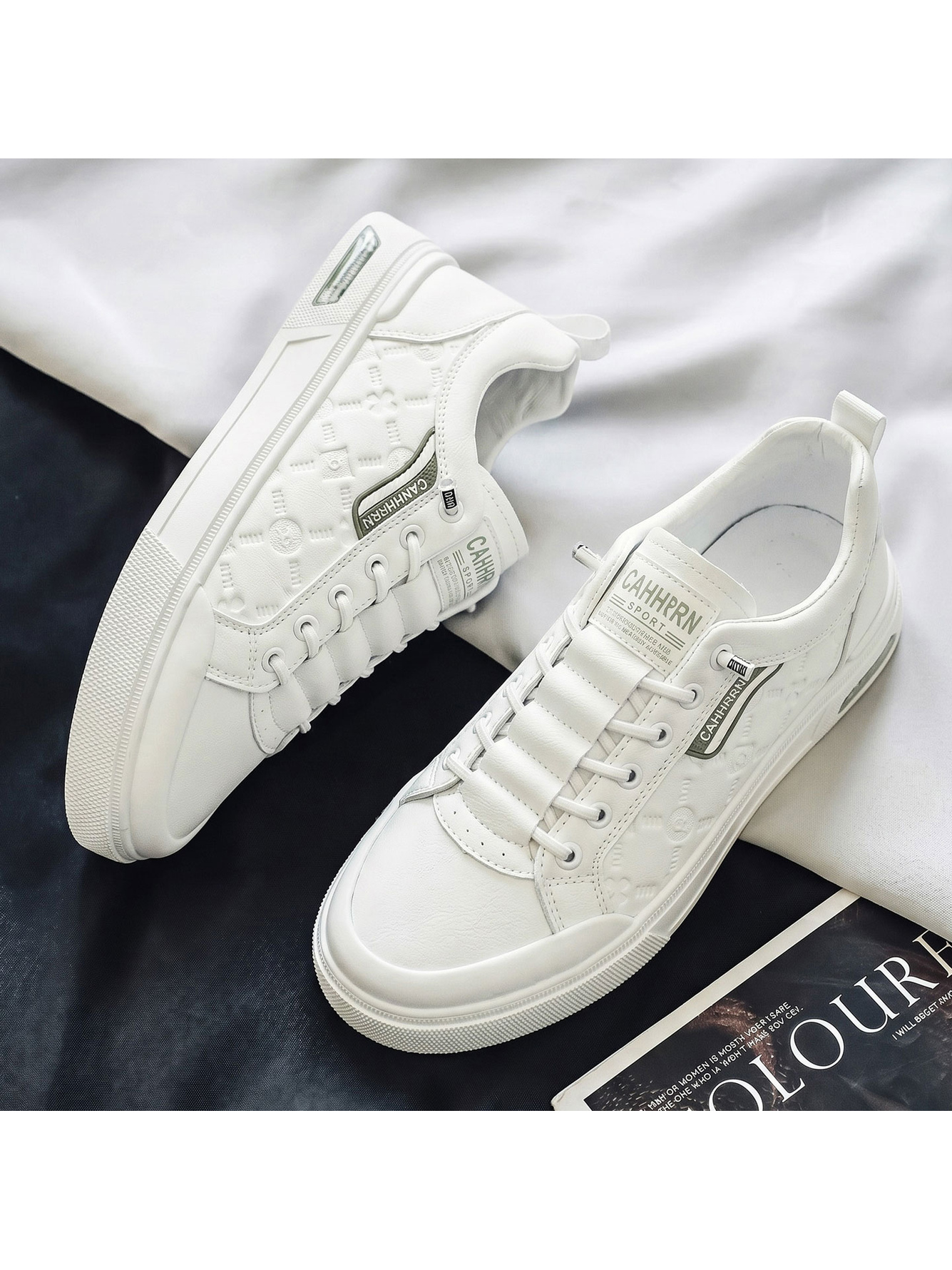 White Lace-Up Casual Sneakers