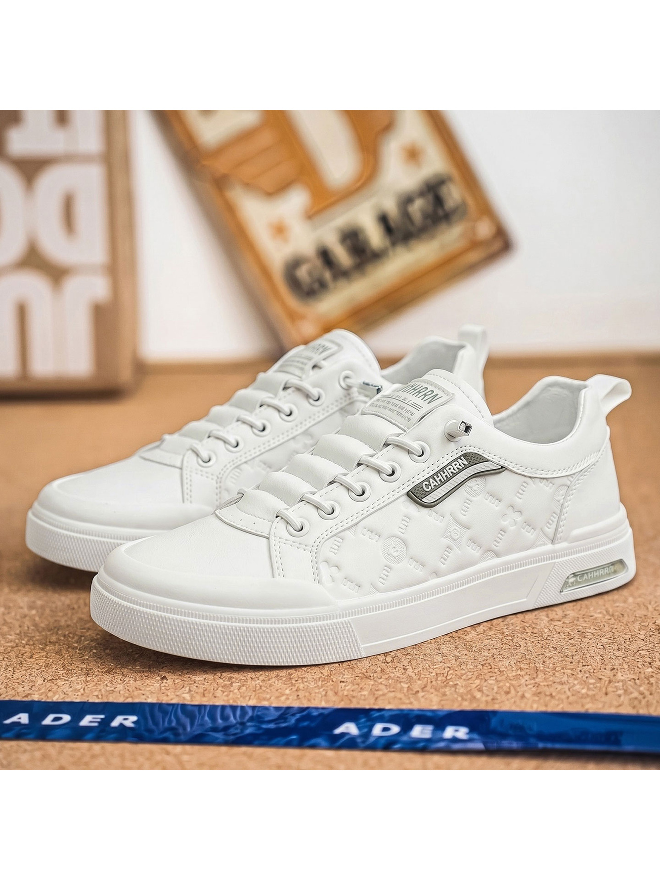 White Lace-Up Casual Sneakers