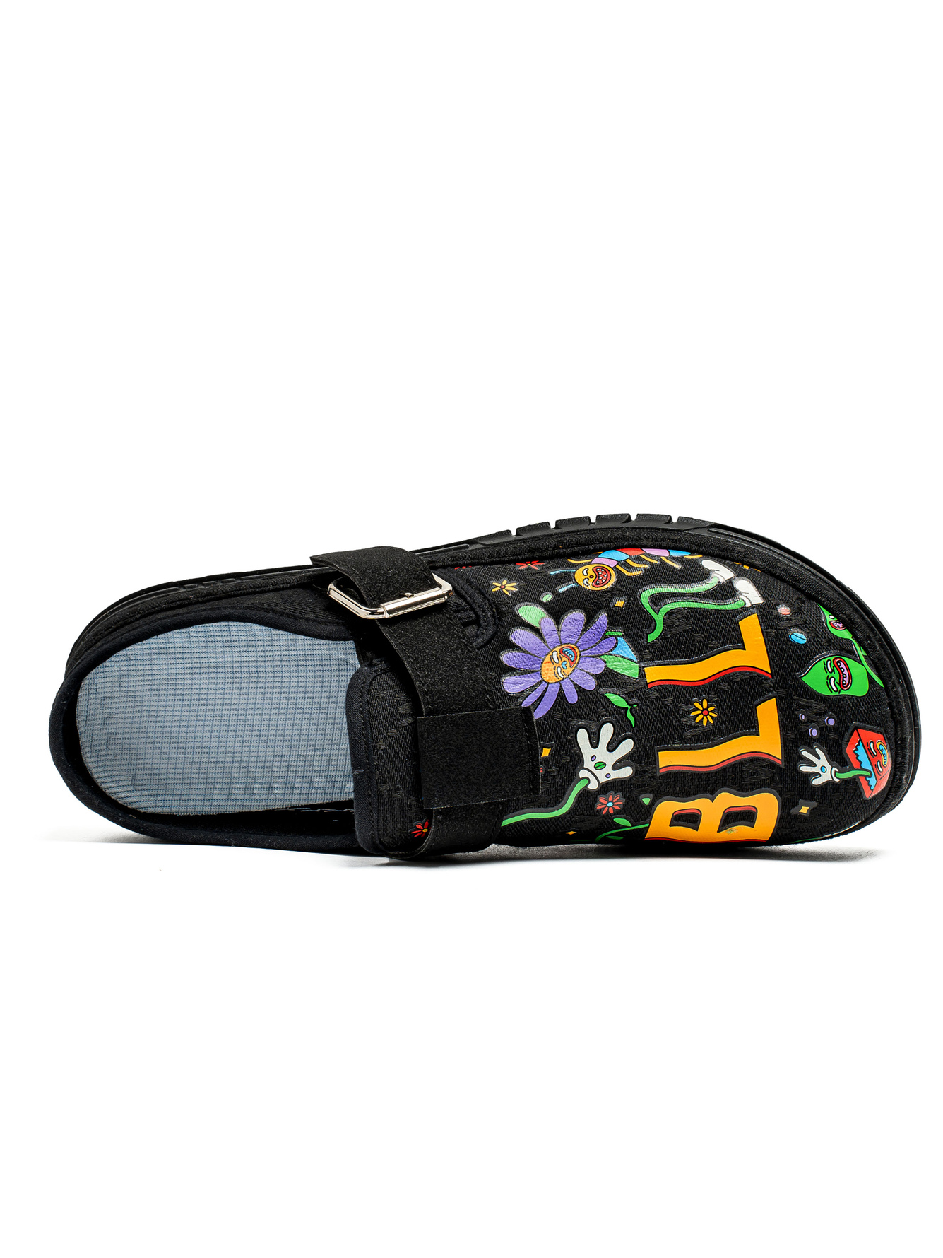 Black Loafers with Vibrant Cartoon Print - Casual Slip-On Moccasins