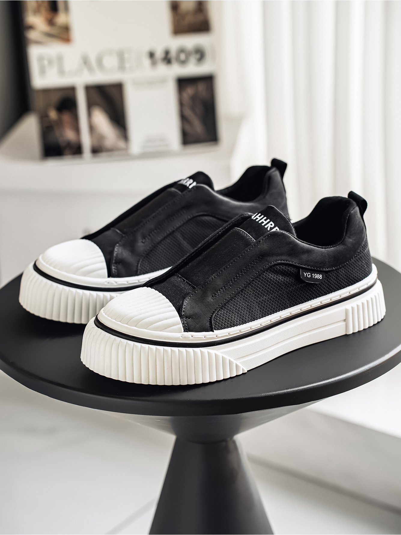 Black Slip-On Casual Sneakers