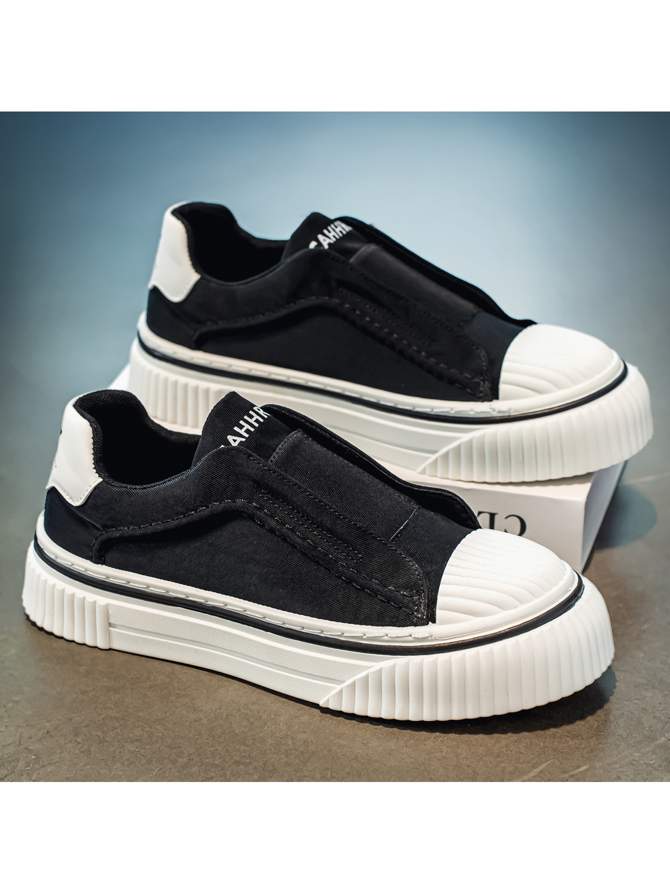 Black Canvas Slip-On Sneakers