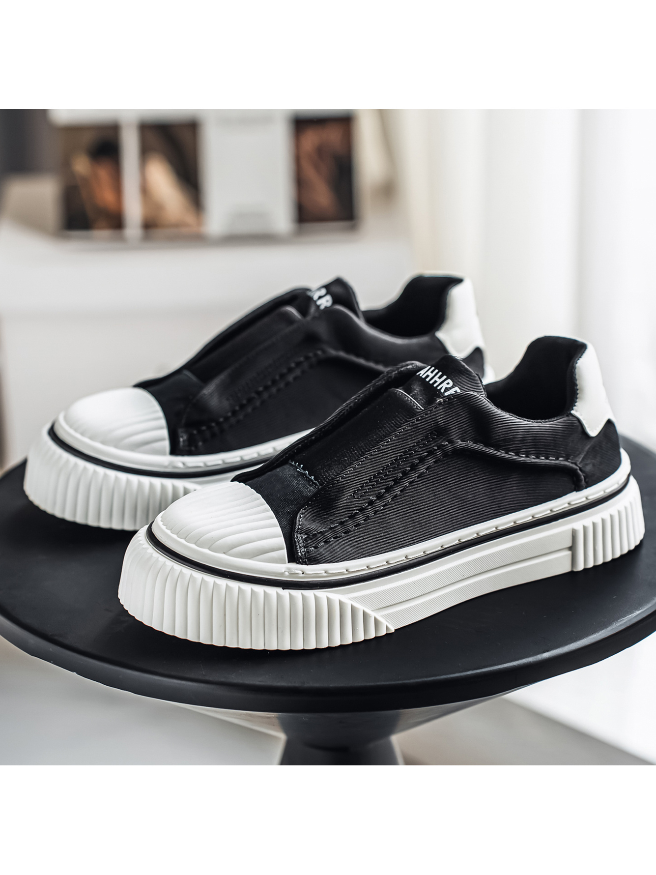 Black Canvas Slip-On Sneakers
