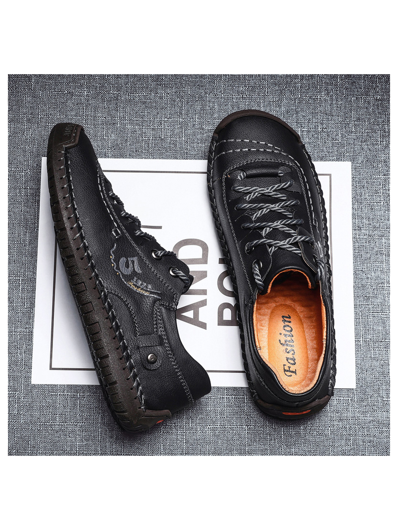 Black Hand-Stitched Comfort Casual Shoes