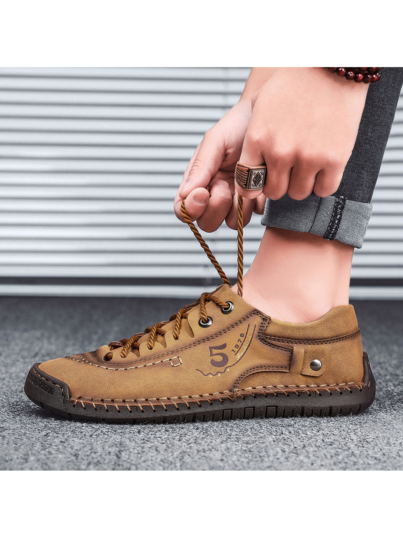 Classic Brown Stitch Casual Shoes