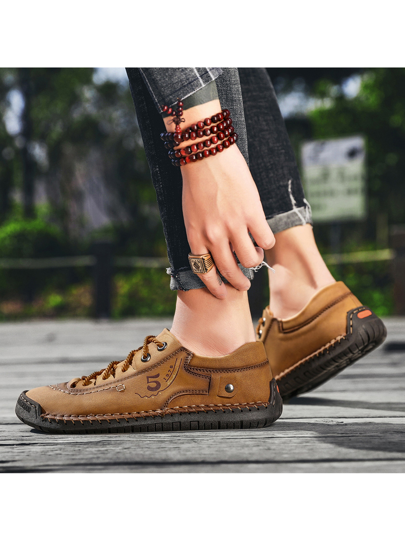 Classic Brown Stitch Casual Shoes