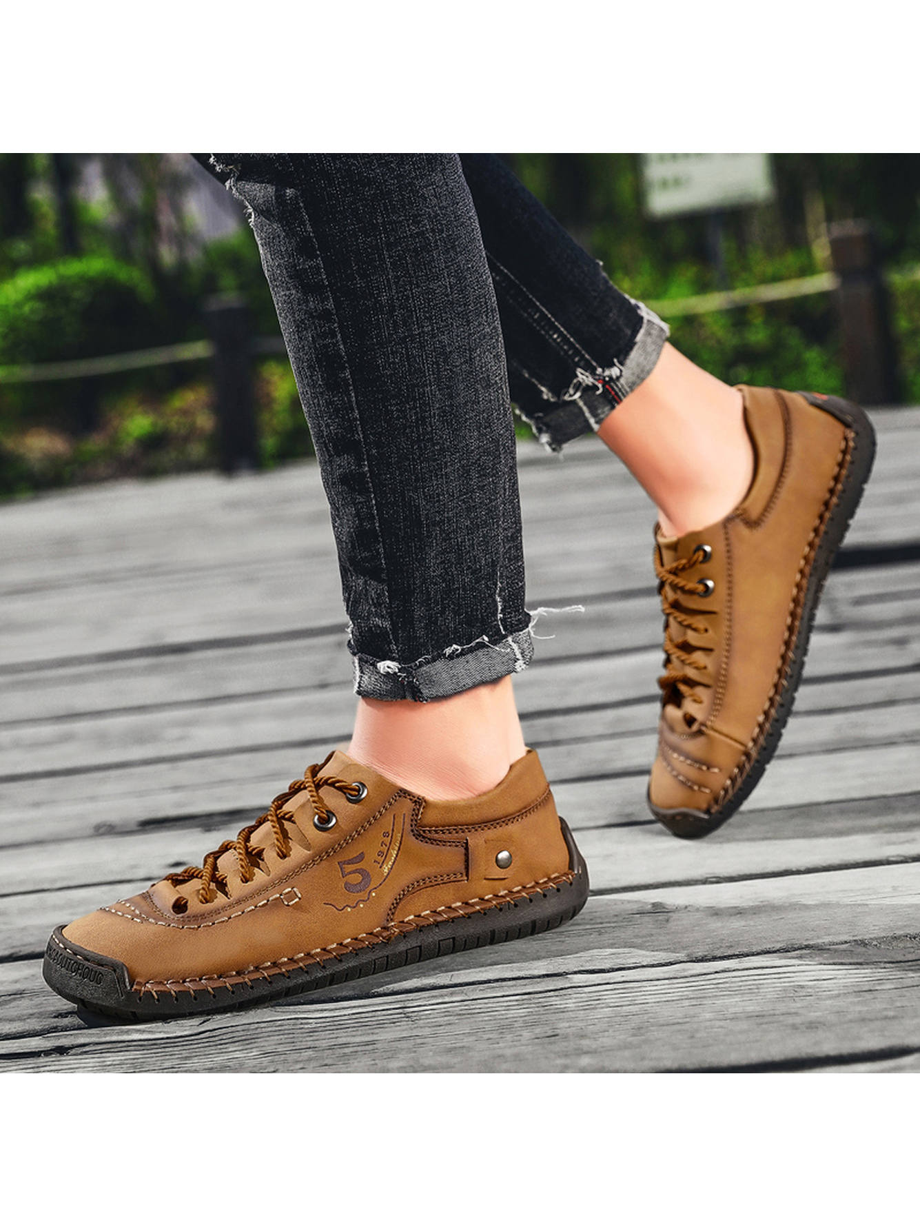 Classic Brown Stitch Casual Shoes