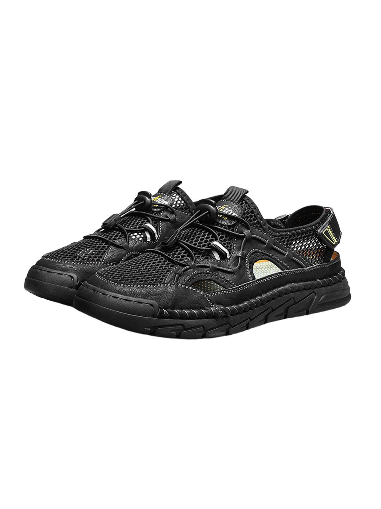 Black Mesh Casual Sneakers - Breathable Outdoor Footwear