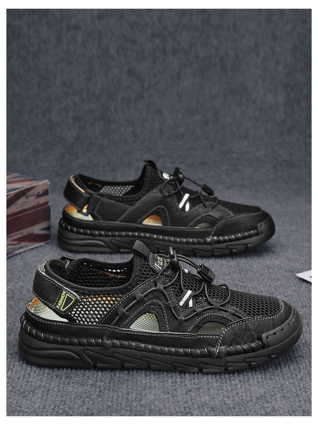 Black Mesh Casual Sneakers - Breathable Outdoor Footwear