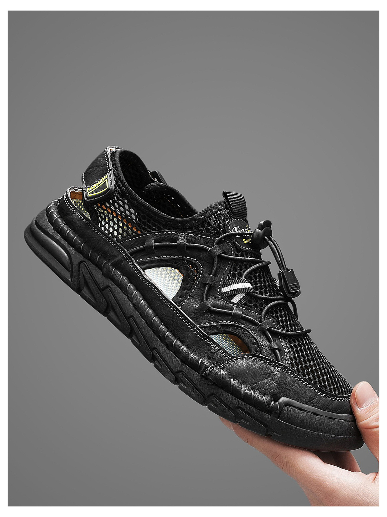 Black Mesh Casual Sneakers - Breathable Outdoor Footwear
