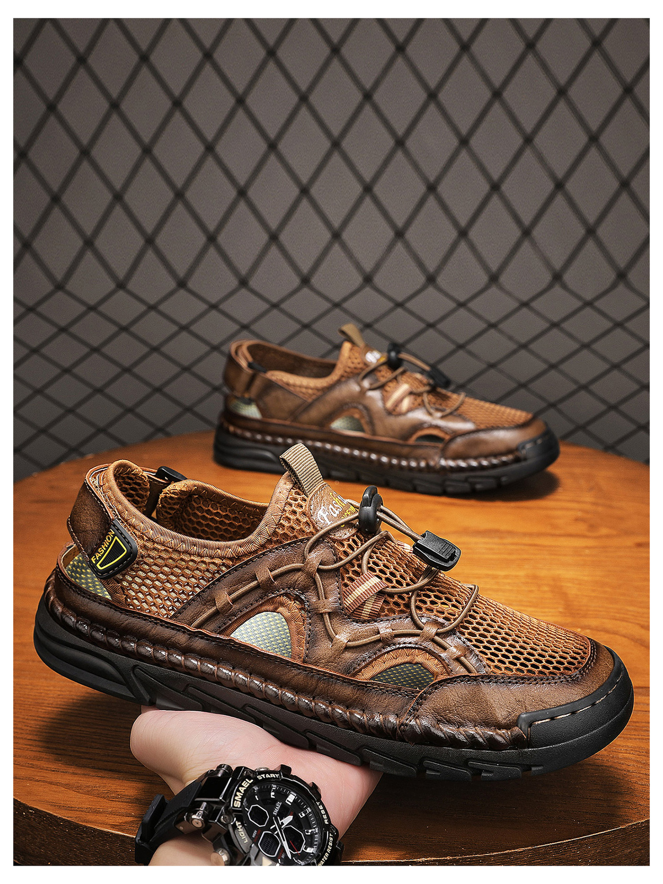 Brown Breathable Mesh Casual Shoes for Outdoor Comfort