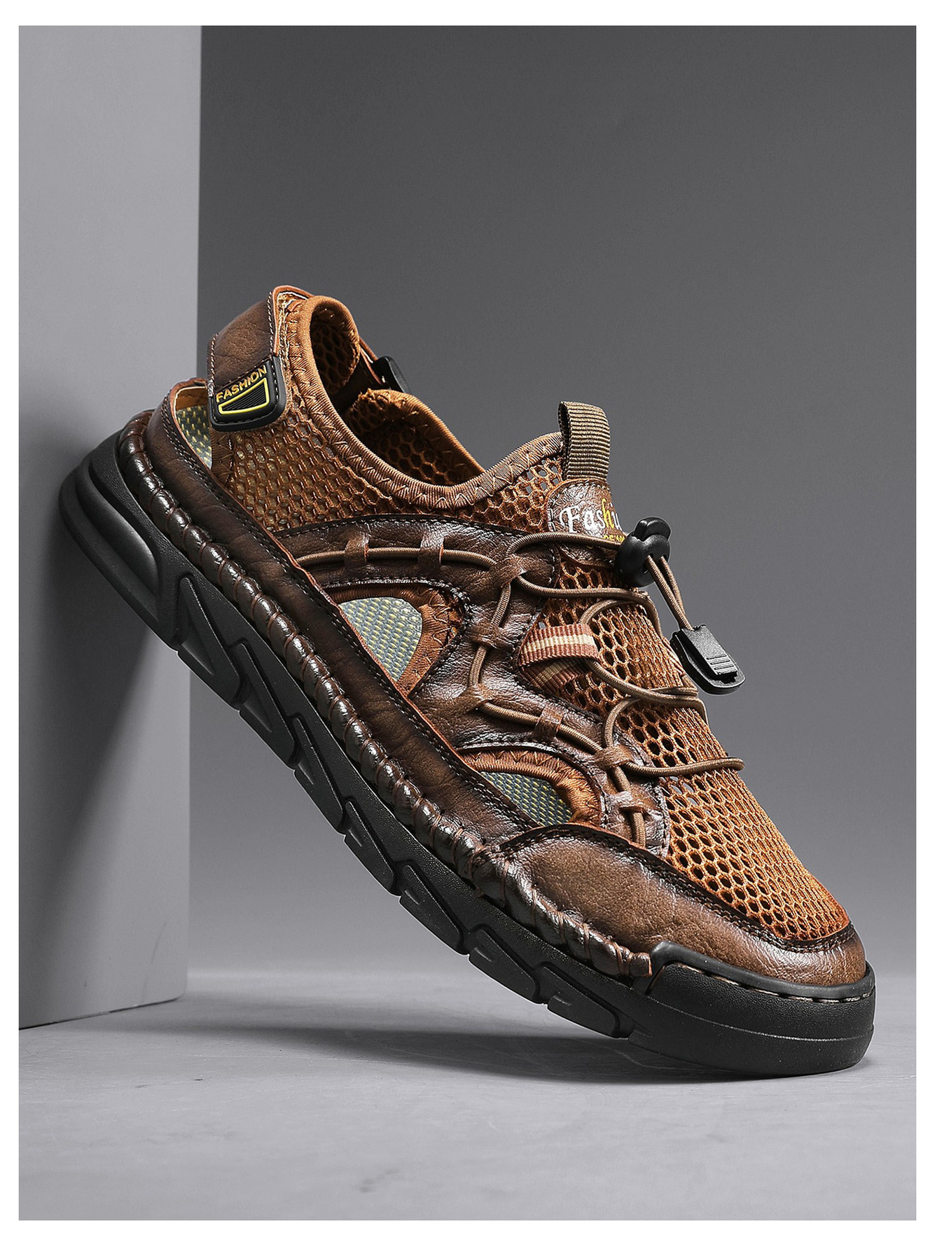 Brown Breathable Mesh Casual Shoes for Outdoor Comfort