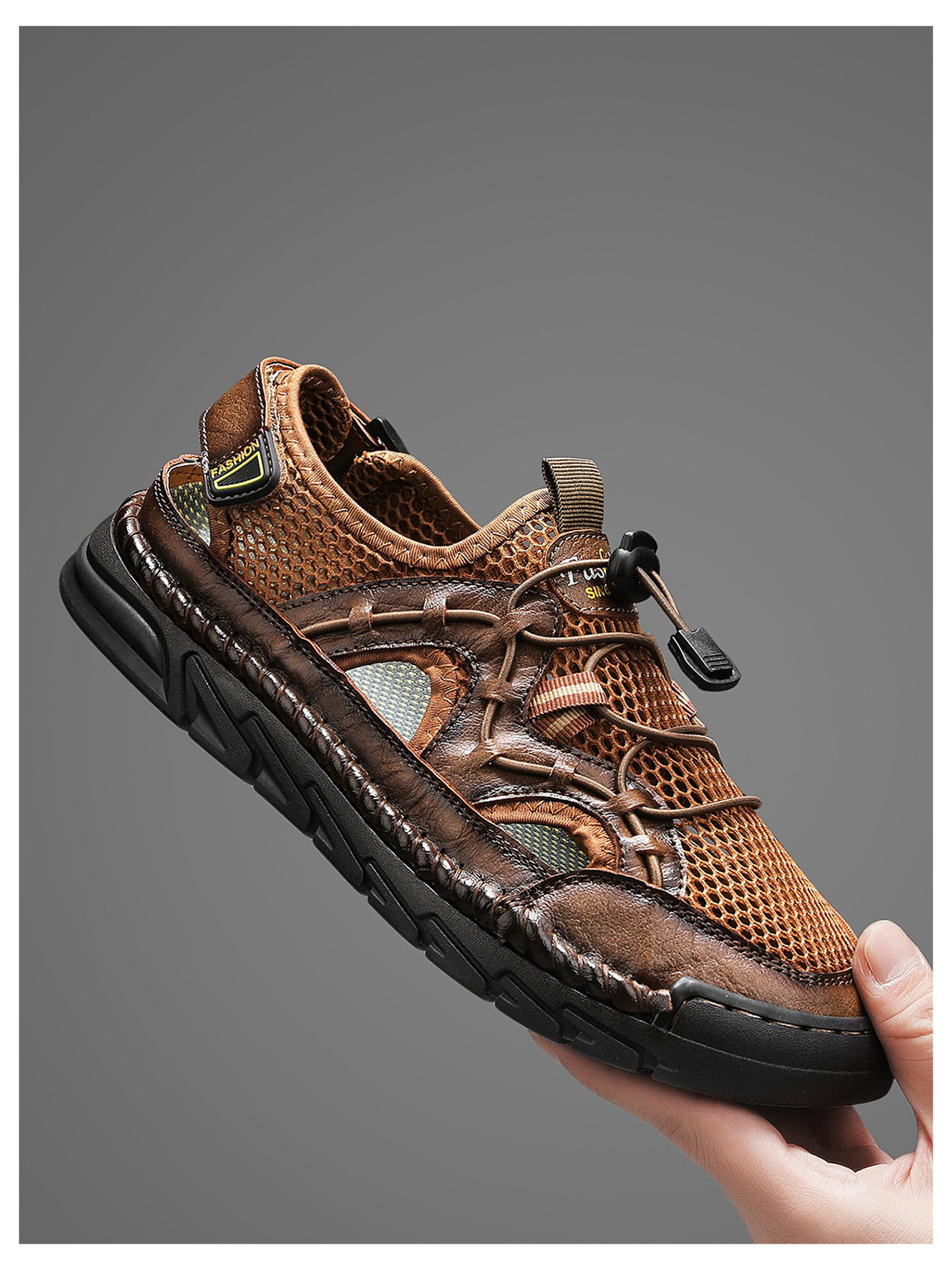 Brown Breathable Mesh Casual Shoes for Outdoor Comfort