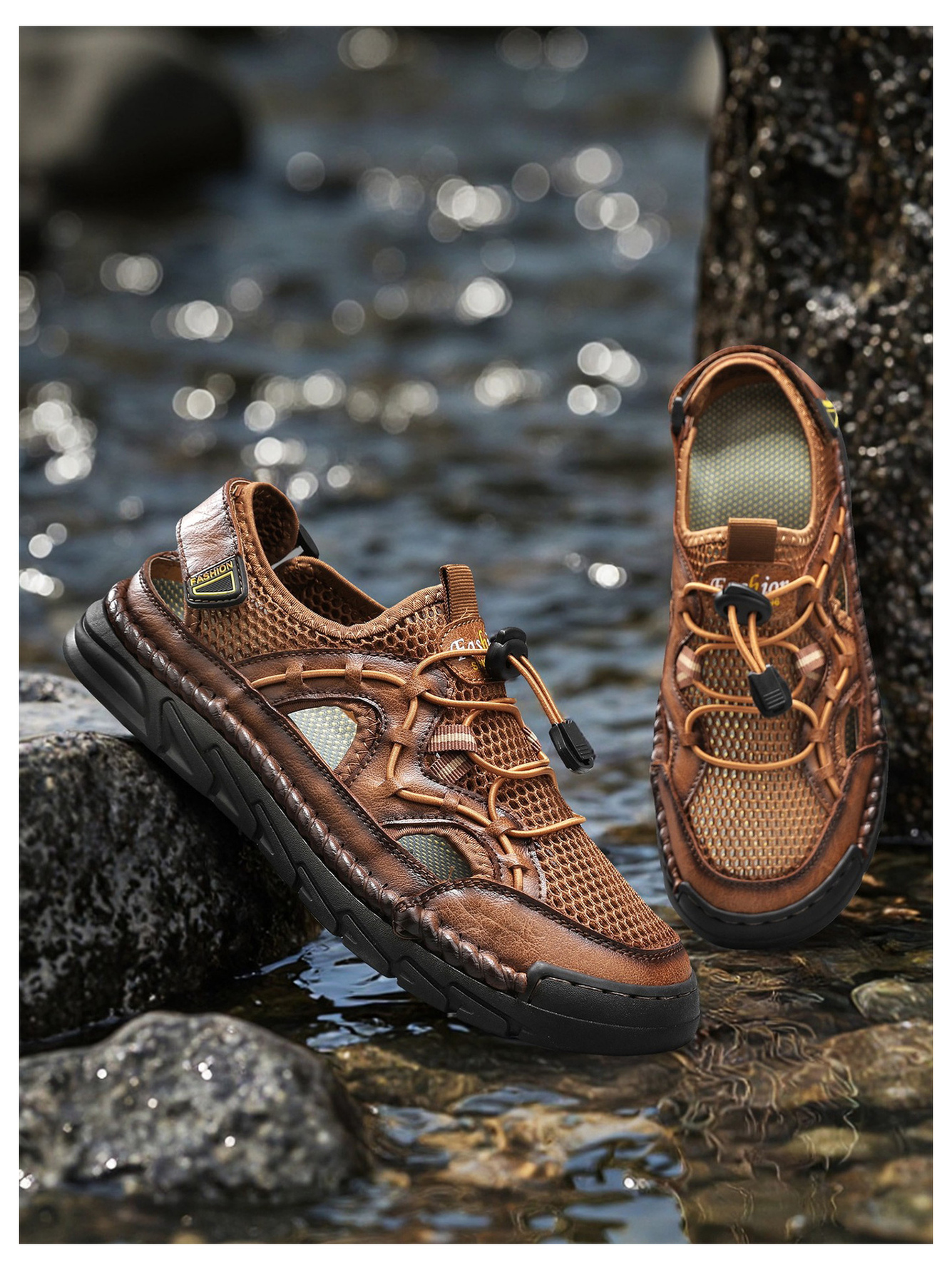 Khaki Breathable Mesh Casual Shoes