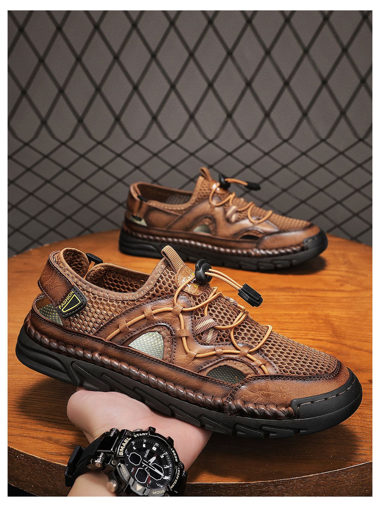 Khaki Breathable Mesh Casual Shoes