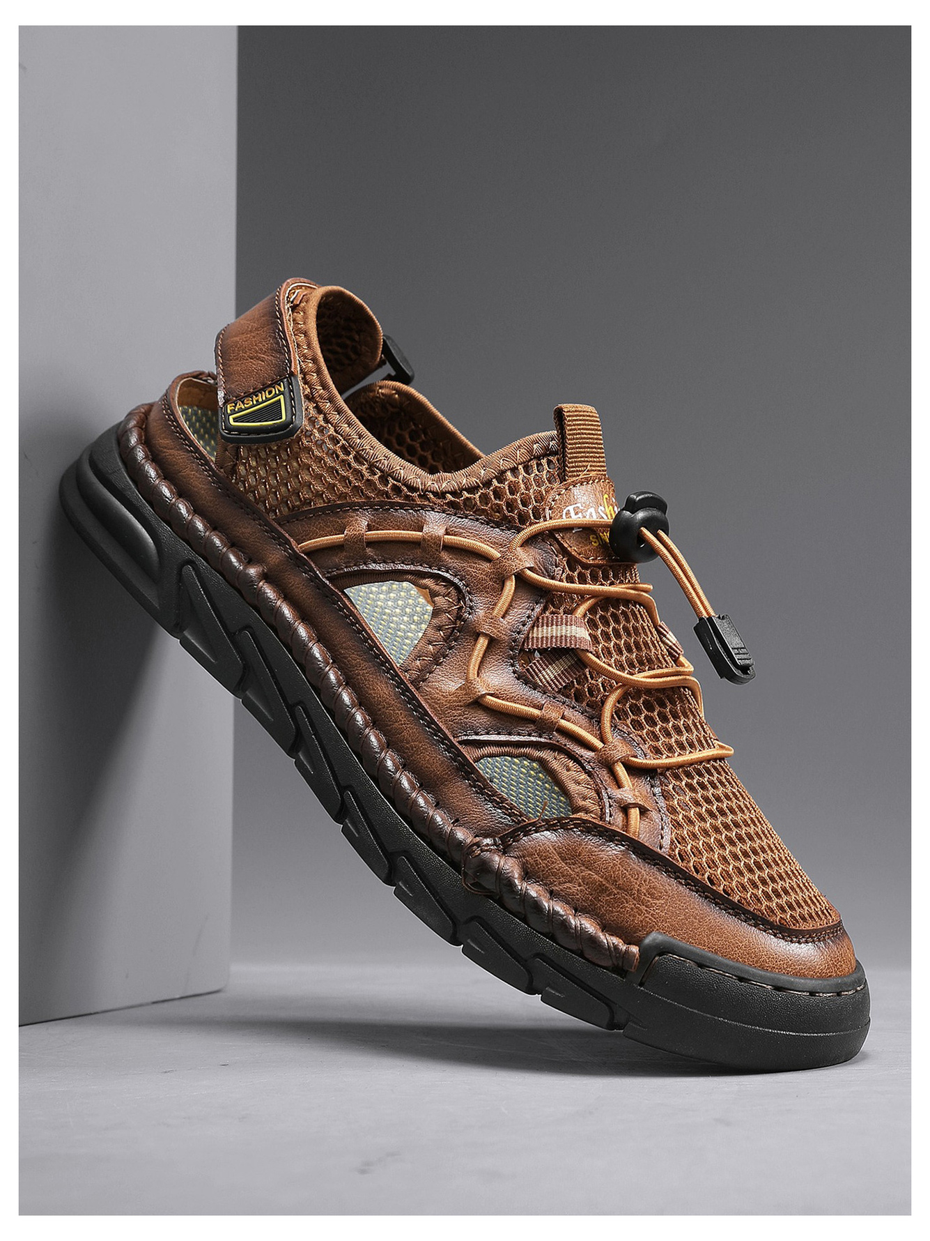 Khaki Breathable Mesh Casual Shoes