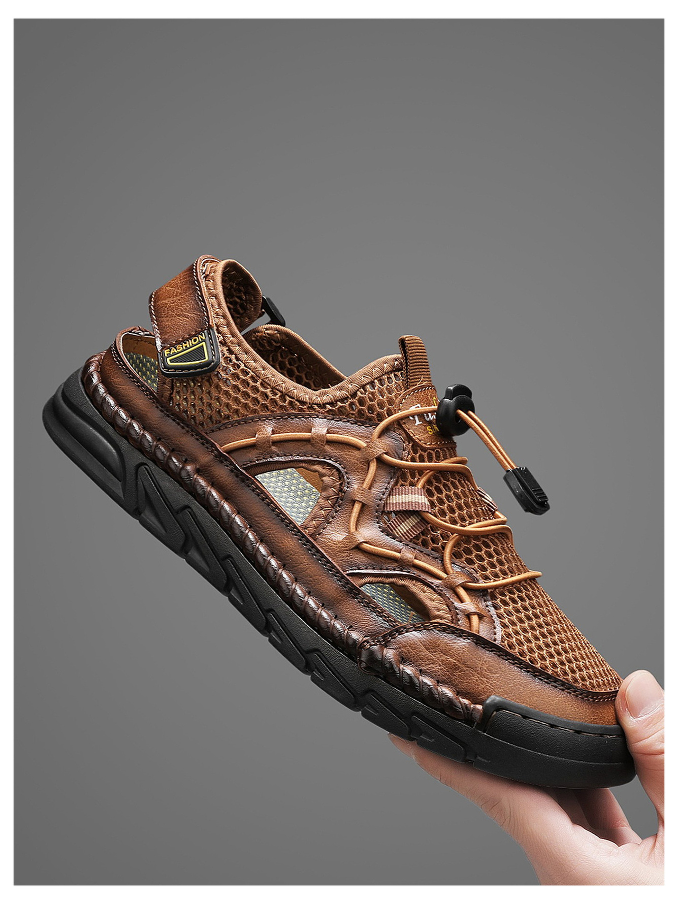 Khaki Breathable Mesh Casual Shoes