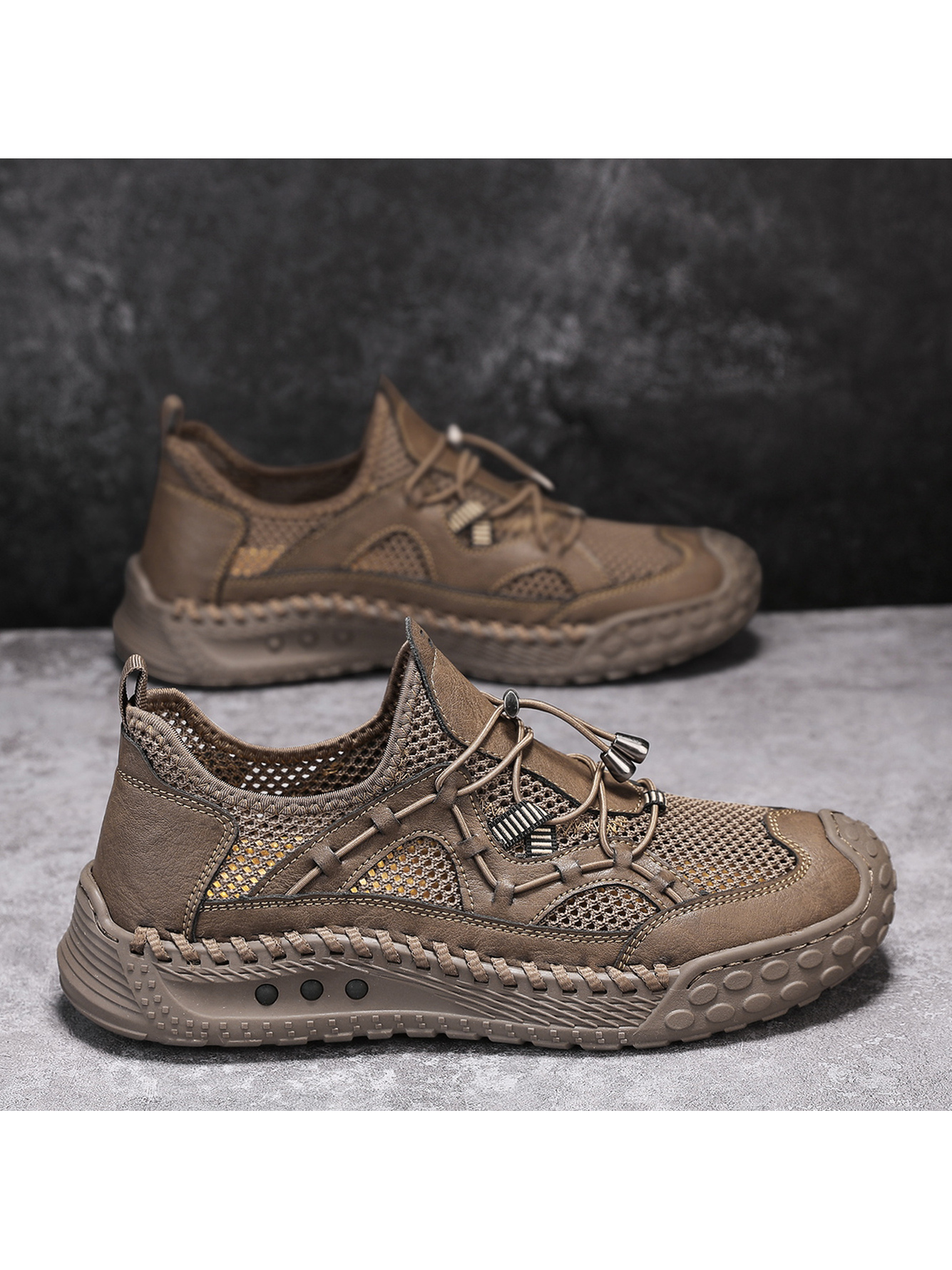 Khaki Breathable Mesh Casual Shoes