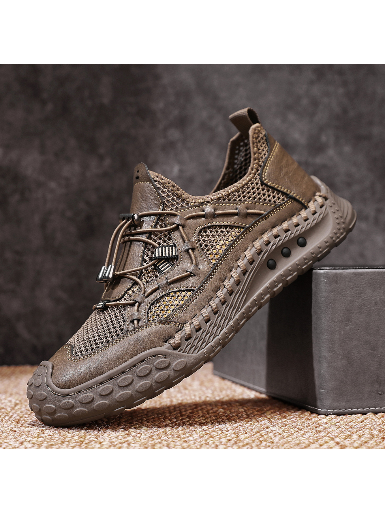 Khaki Breathable Mesh Casual Shoes