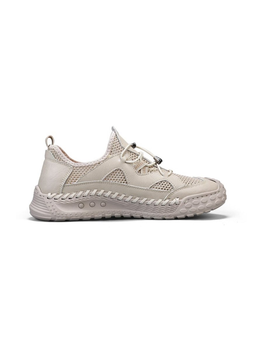 Men Beige Breathable Mesh Sneakers