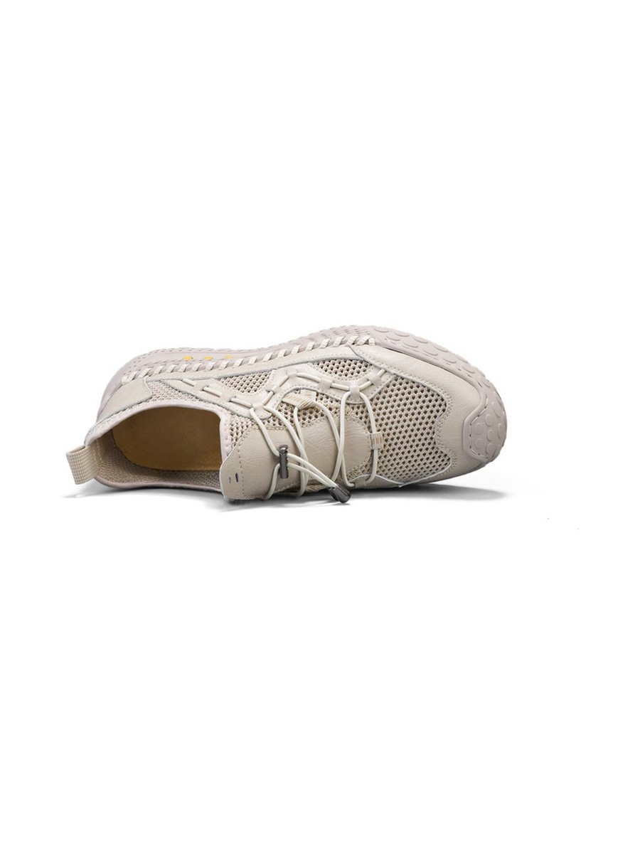 Men Beige Breathable Mesh Sneakers