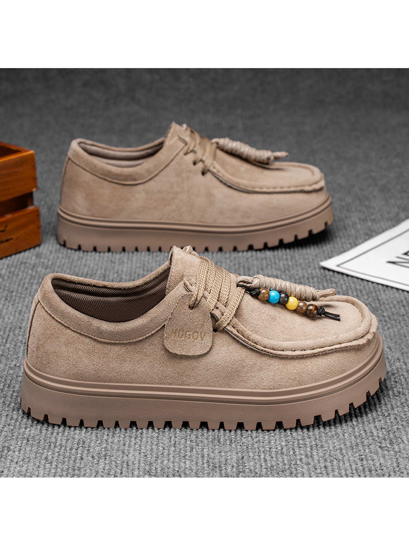 Beige Suede Casual Loafers