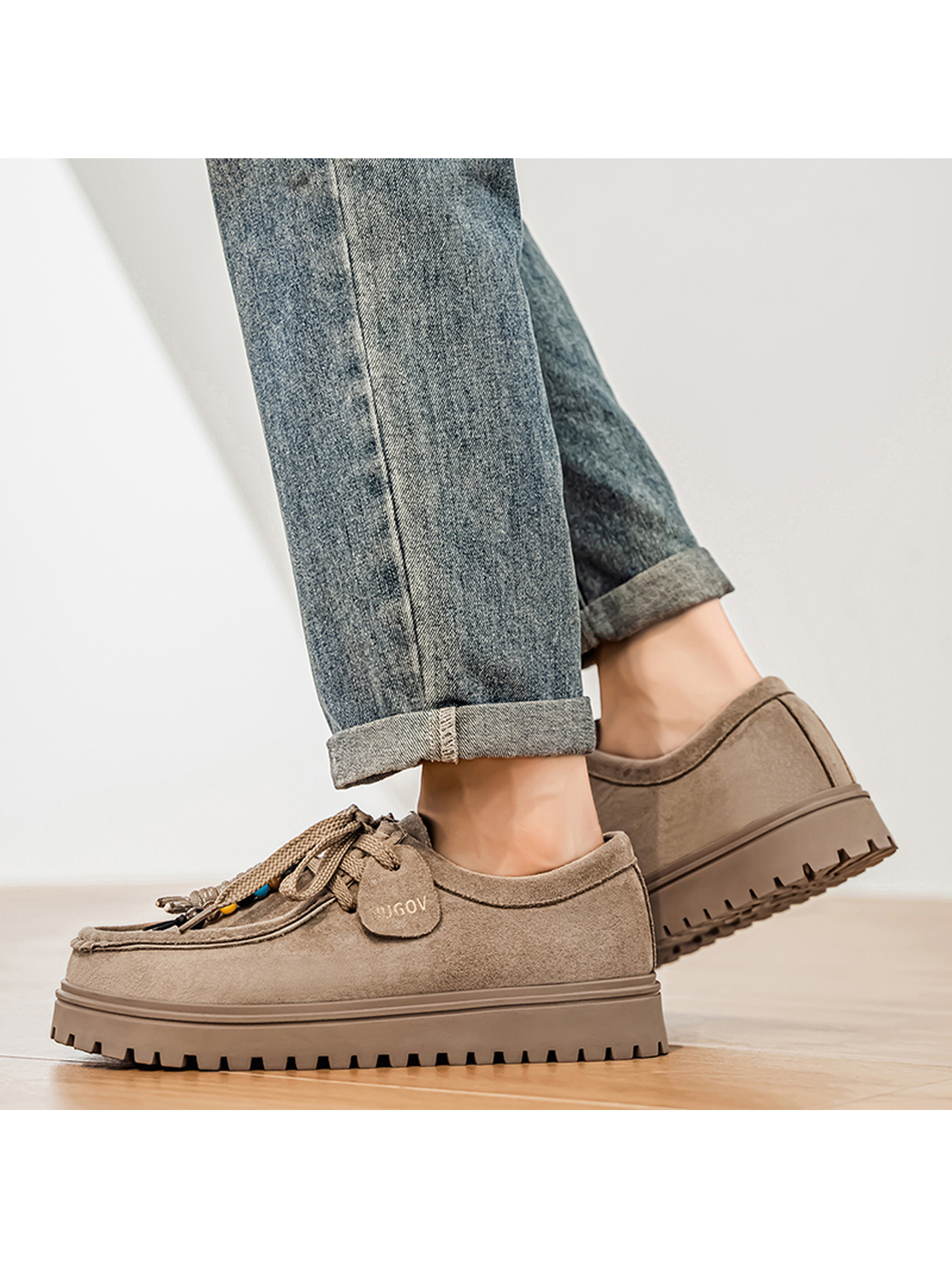 Beige Suede Casual Loafers