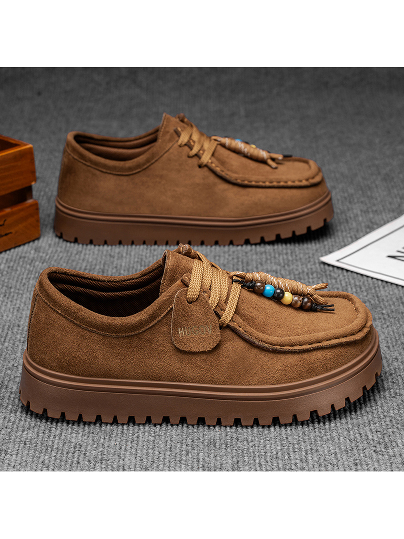 Tan Suede Moccasin-Style Sneakers