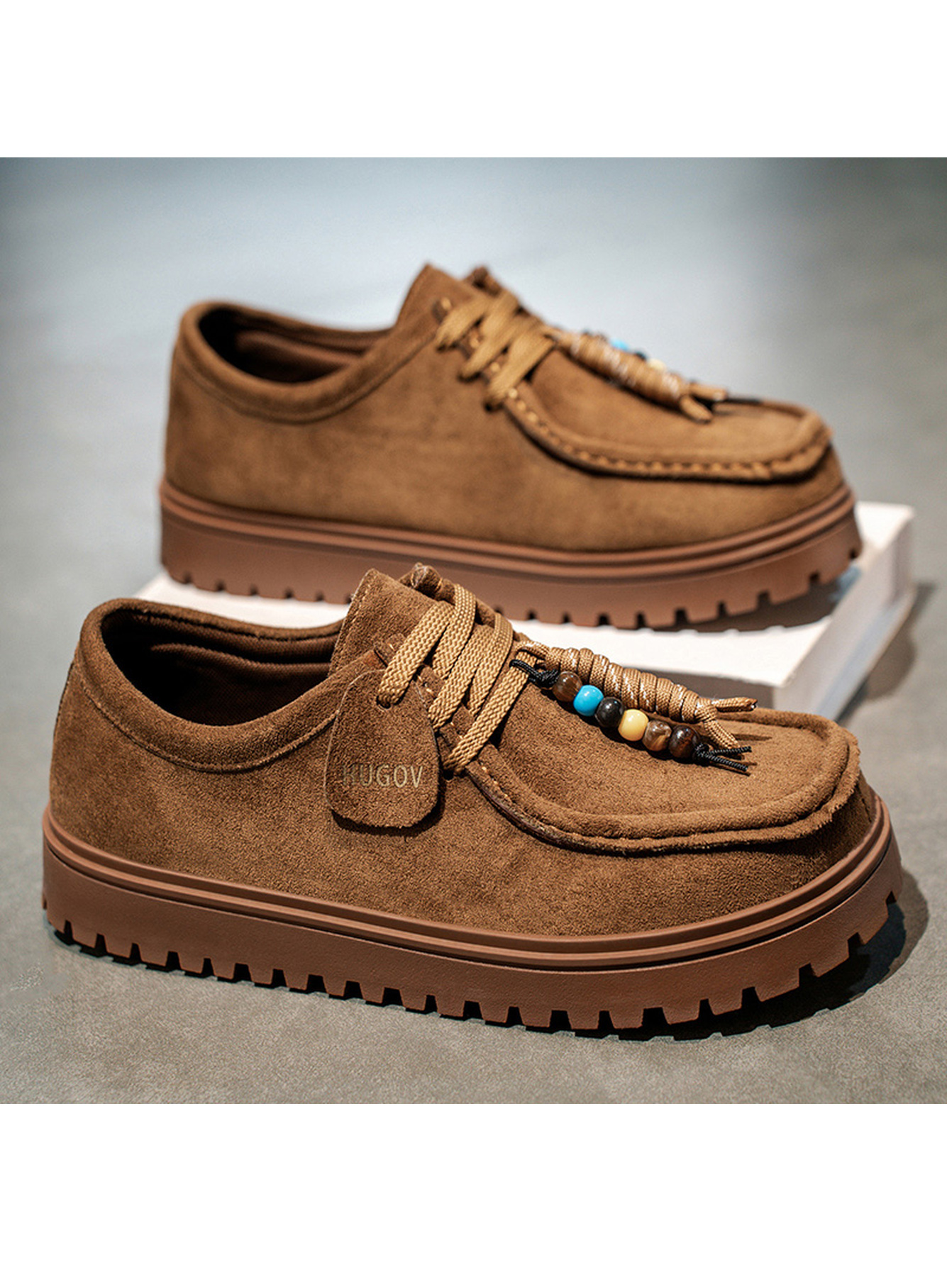 Tan Suede Moccasin-Style Sneakers