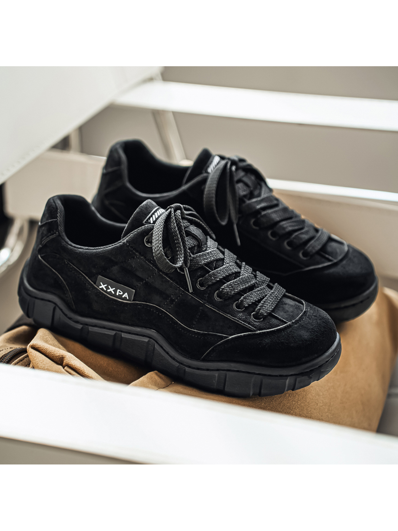 Black Suede Casual Sneakers