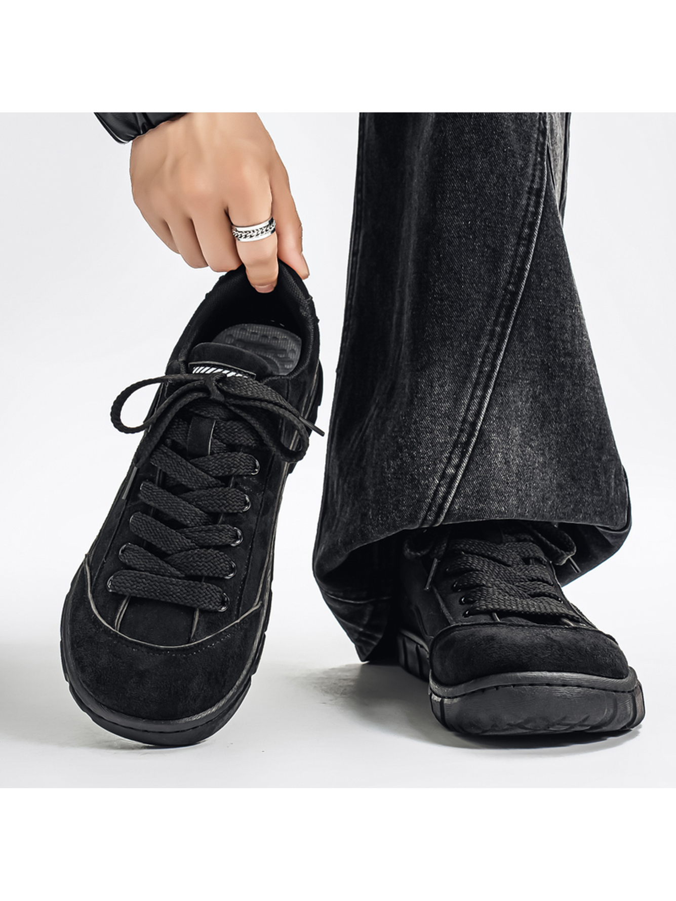 Black Suede Casual Sneakers